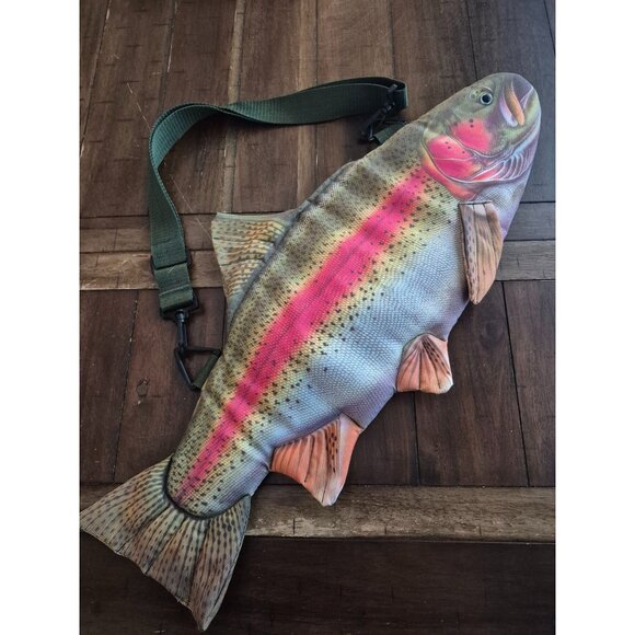 Realistic Rainbow Trout Crossbody Bag With Adjustable Strap & Zippered Storage - Picture 1 of 5